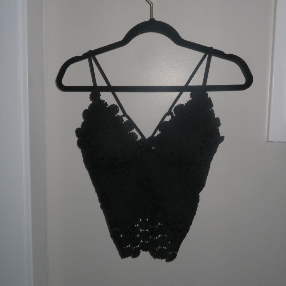 Black Lace Cropped Top